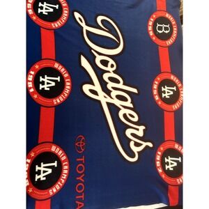 LA Dodgers blanket with logo and list of world series champioships